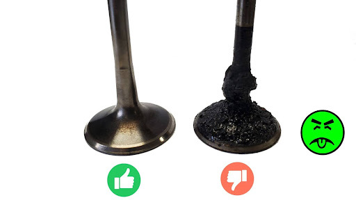 clean intake valve vs one carbon-coated.