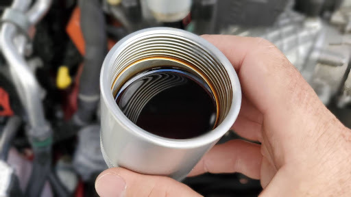 Oil collected in a J&L Oil Catch Can